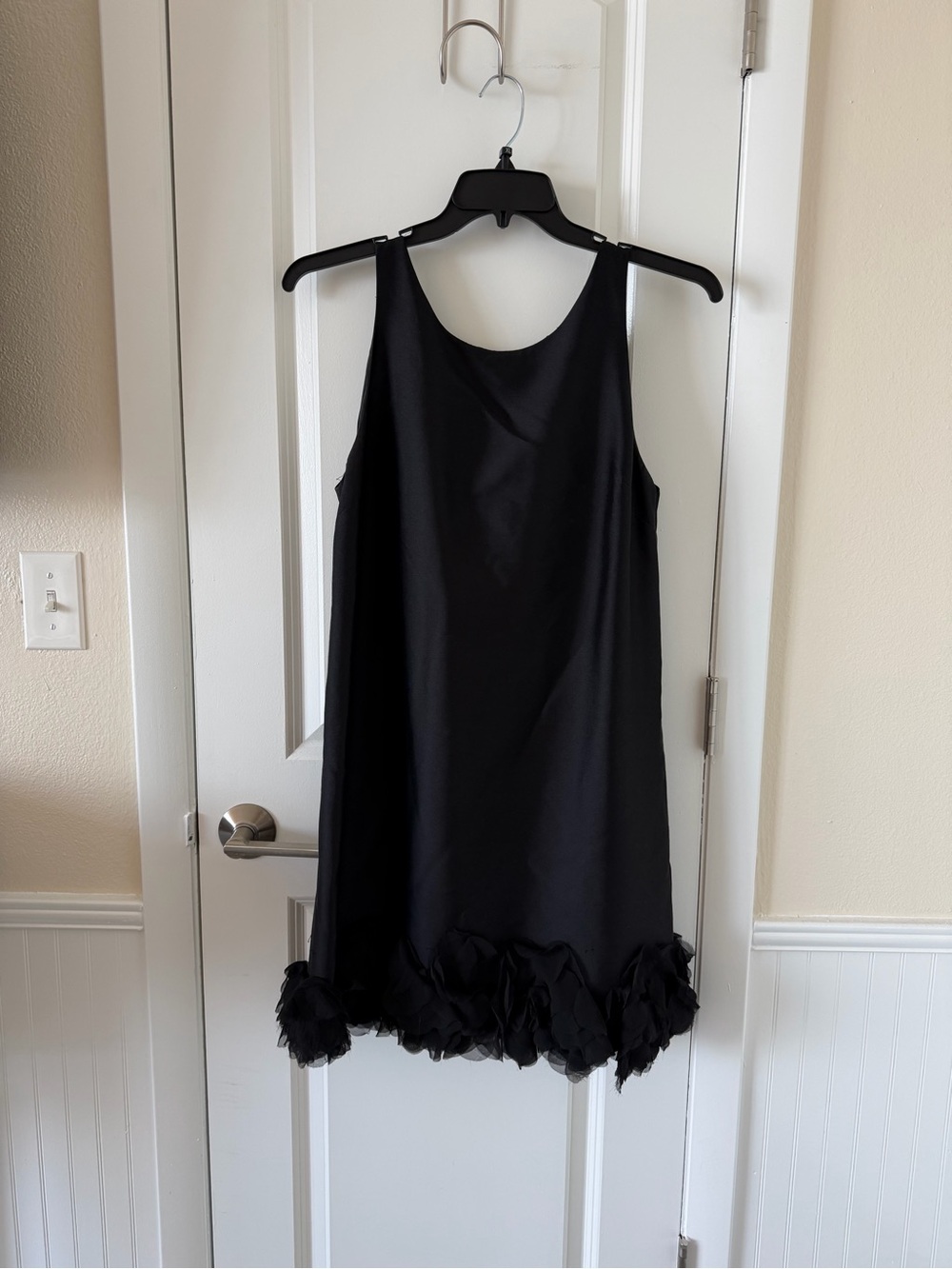 Black Tibi Sleeveless Mini Dress with Ruffle Hem